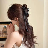 Fashion Black Bow Ribbon Hair Claw Clips Women Temperament Elegant Hairpin Princess Headdress Grab Clip Girls Hair Accessories