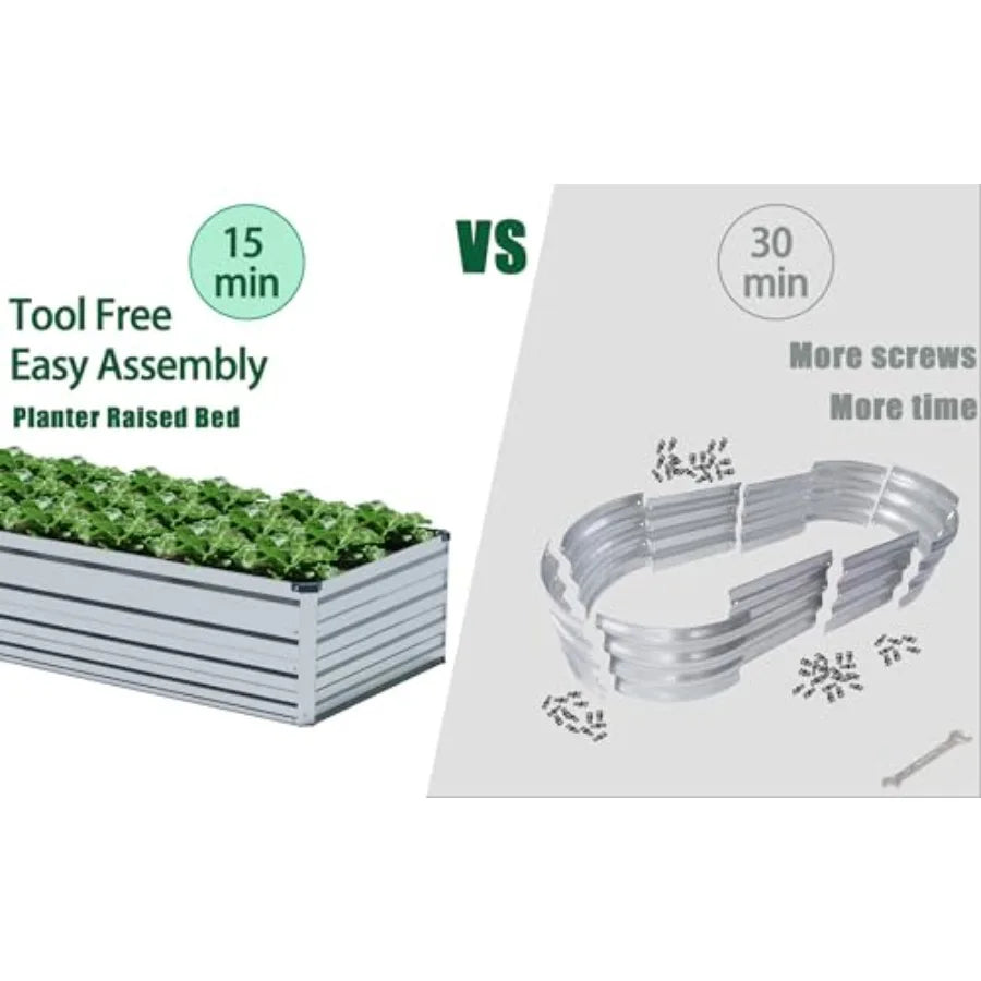 10×3×1FT 2PCS Galvanized Raised Garden Bed Kit Metal Planter Boxes Large Outdoor Planters Garden for Planting Vegetables Flower