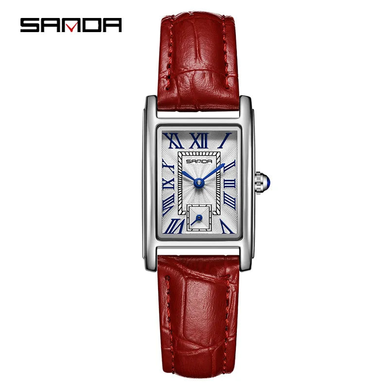 Sanda 1116 New Fashion Elegant Women's Analog Quartz Watch, Rectangle Dial, Water Resistant Business Wristwatch
