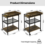 WOLTU 1PC Side Table 3-Tier Coffee Table Rolling Storage Cart with Removable Top Small End Table for Sofa Living Room Storage