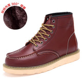 Winter Warm Men Boots Leather Mens Snow Boots with Fur Handmade Waterproof Male Ankle Boots No-slip High Top Male Work Shoes