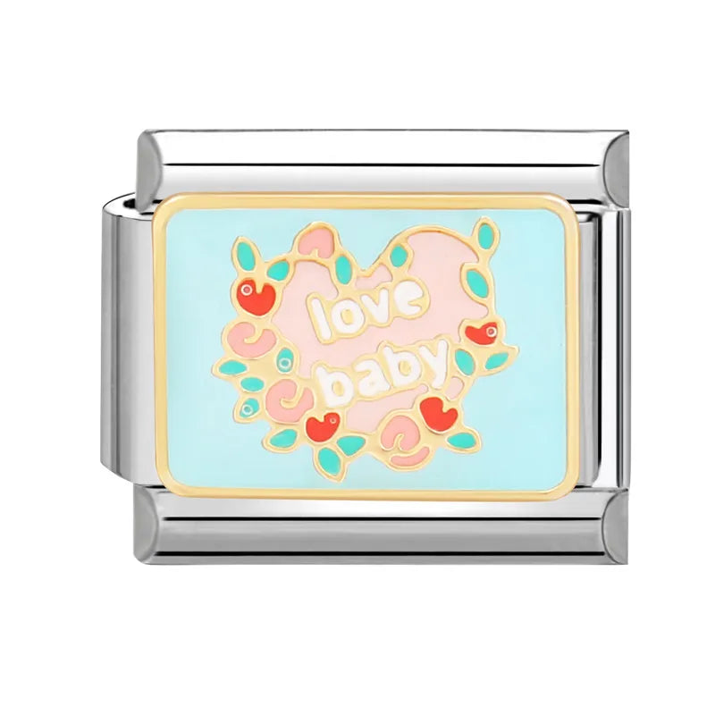 Cute Cats Flowers Planet Coffee Milk Cake Mountain Italian Charm Links Fit 9mm Stainless Steel Bracelet DIY Jewelry Making Gifts