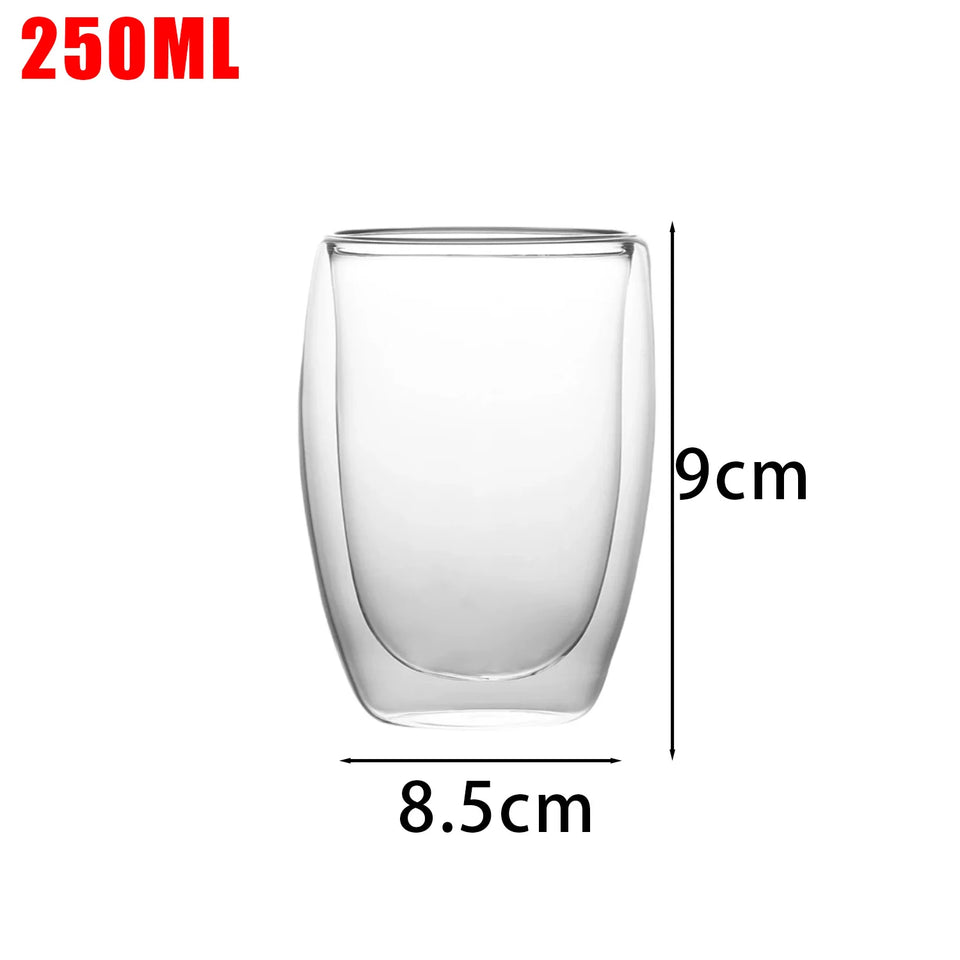 1/3pcs Glass Coffee Cup Transparent Double Walled Glass Heat-resistant Milk Juice Tea Cup Kitchen Bar Party Drinkware Gift Set