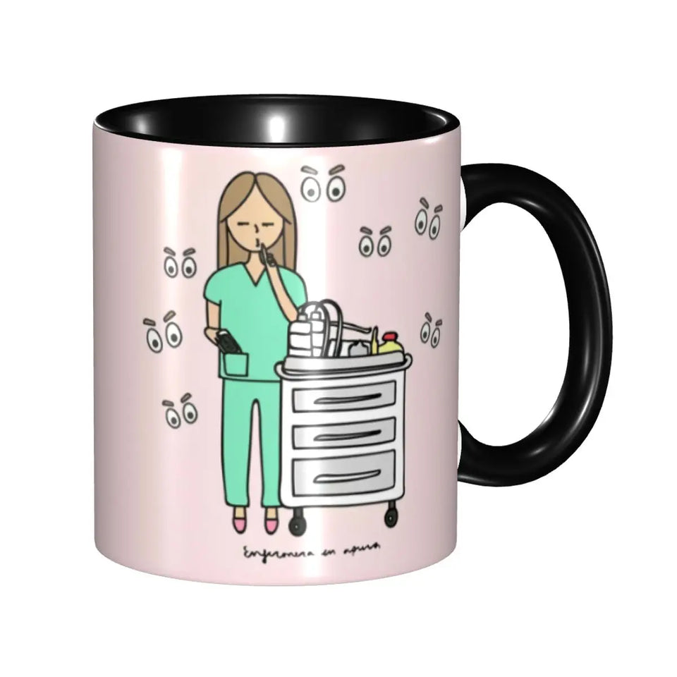 Pink Doctor Nurse Coffee Mugs DIY Customized Enfermera En Apuros Ceramic Milk Tea Mug Cup