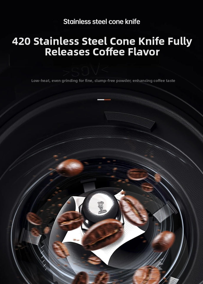 Touchscreen Electric Coffee Grinder - Automatic Commercial & Home Use, Stainless Steel Burr Mill with Dose Control, LCD Display