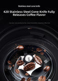 Touchscreen Electric Coffee Grinder - Automatic Commercial & Home Use, Stainless Steel Burr Mill with Dose Control, LCD Display