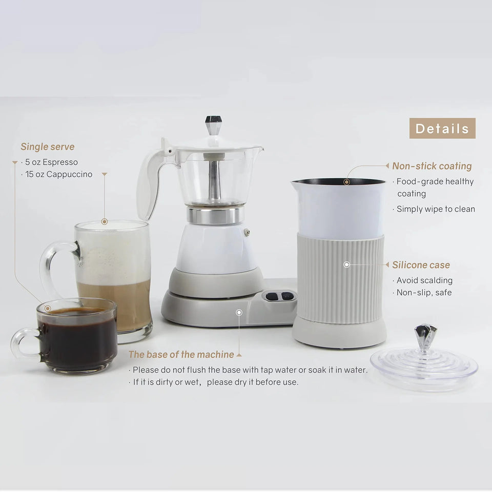 4 Cups Electric Coffee Machine Home Auto Milk Frothing All-In-One Machine Slow Extraction Italian Moka Pot Multifunction 400W