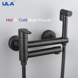 ULA Brass Bidet Faucet Black Toilet Faucet Handheld Toilet Bidet Sprayer Set Hygienic Shower Hot Cold Water Mixer Shower Head