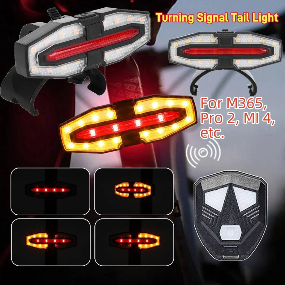 Electric Scooter Turning Signal Tail Light USB Rechargable with Remote Control Warning Lamp LED Waterproof for M365 Pro 2 MI 4