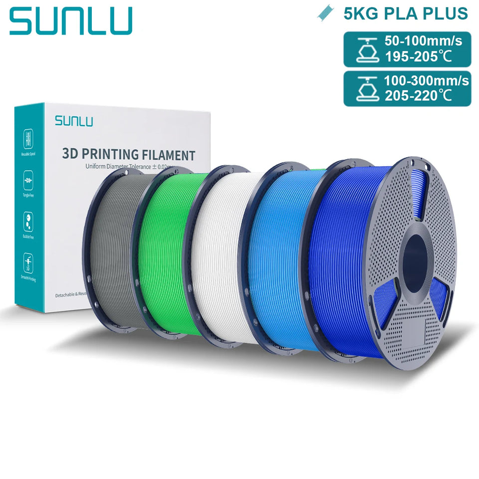 SUNLU Pla Plus 3D Filament 1.75mm Good Toughness Multicolor Neatly Wound PLA+ Filaments for FDM 3D Printing Materials 5KG