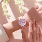 Fashion Women's Pink Minimalist Watch Silicone Strap Quartz Wristwatch Elegant Ladies Watches