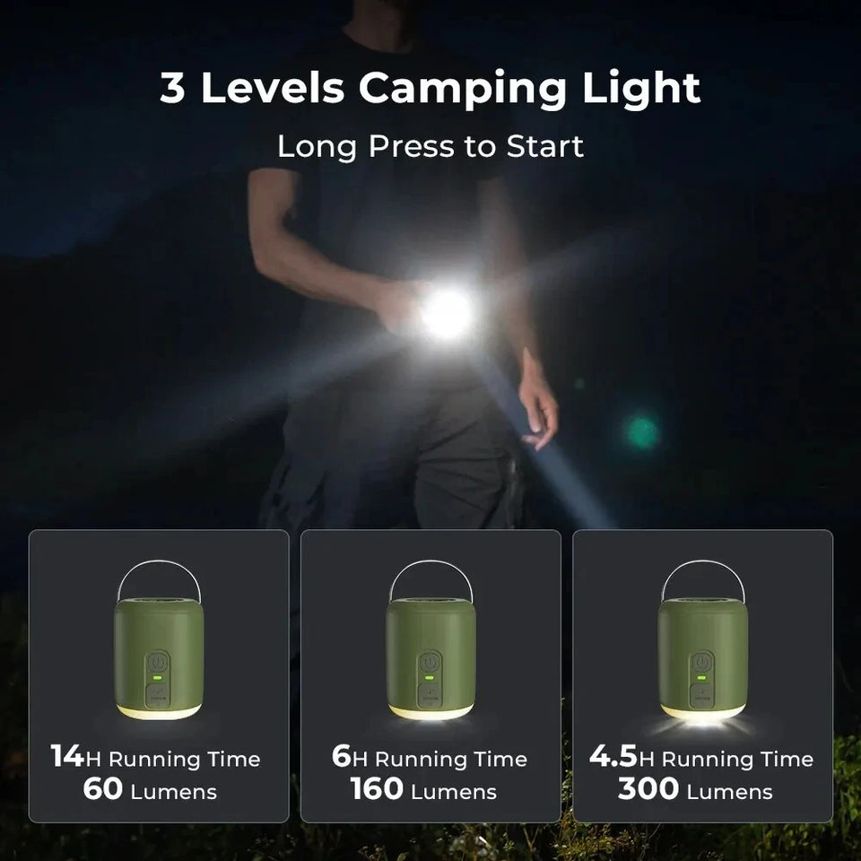 WESTTUNE Tiny Air Pump with Camping Lantern 4.5kPa Air Pump with Magnetic Design for Inflatable Air Mattress Sleeping Pads
