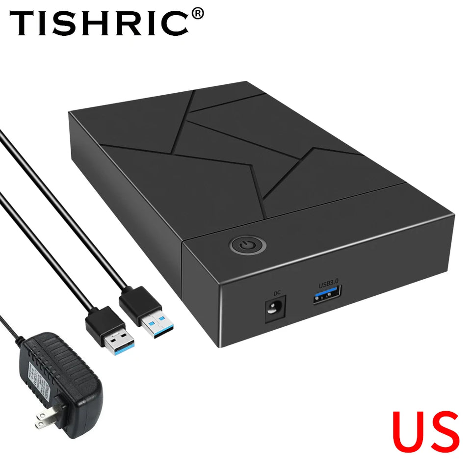 TISHRIC HDD Case 3.5 2.5 SATA to USB 3.0 Adapter External Hard Drive Disk Enclosure for 3.5 SSD Disk 450Mb/s 18TB HDD Box Case