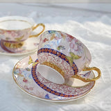 Classical Porcelain Cup&saucer 220ml Gold-plated Coffee Mug Water Mugs Dining Table Afternoon Tea Teacup Fruits Juice Cup