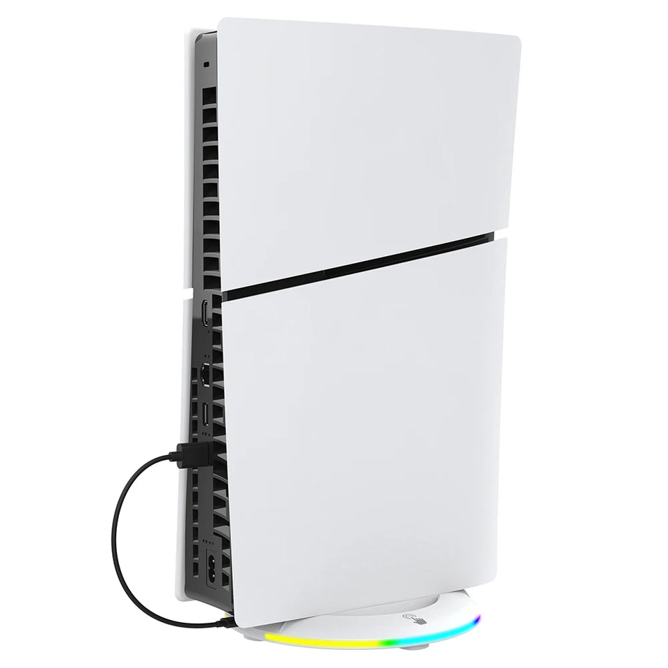 RGB Vertical Stand with Anti-Slip Pad LED Base Gaming Stand Stable Console Base Bracket for PS5 Slim Disc/Digital Version
