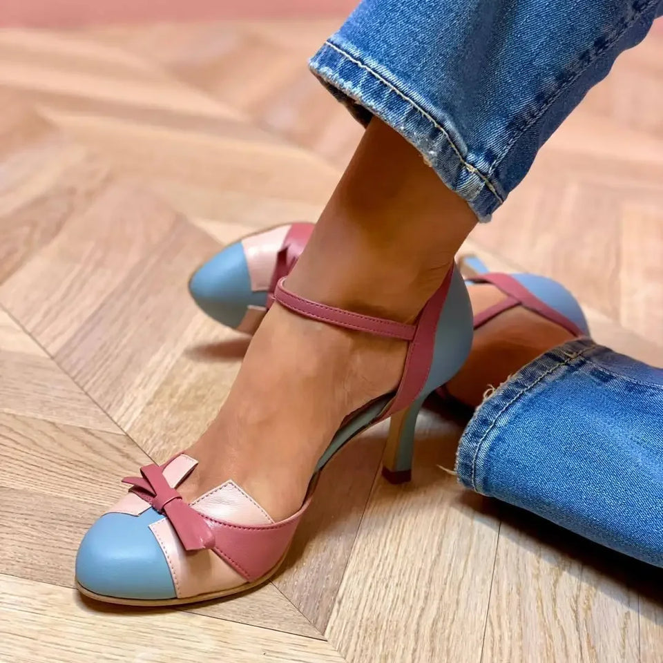 Summer High-heeled Sandals for Women's Fashion Color Blocking 40-43 Plus Buckle Strap Hollow Sandals Women Shoes