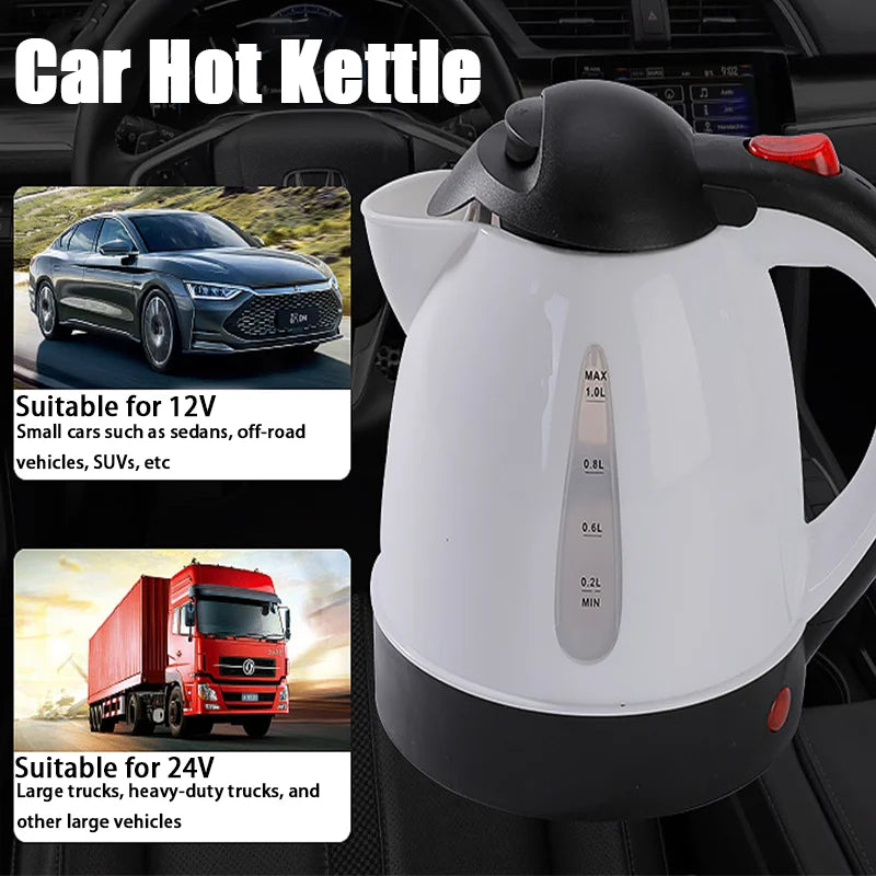 1000 ML Car Hot Kettle Car Truck Water Heater 250 W 12/24 V Tea Coffee Kettle Fast Boiling for Coffee Tea Drinks for Travel Home