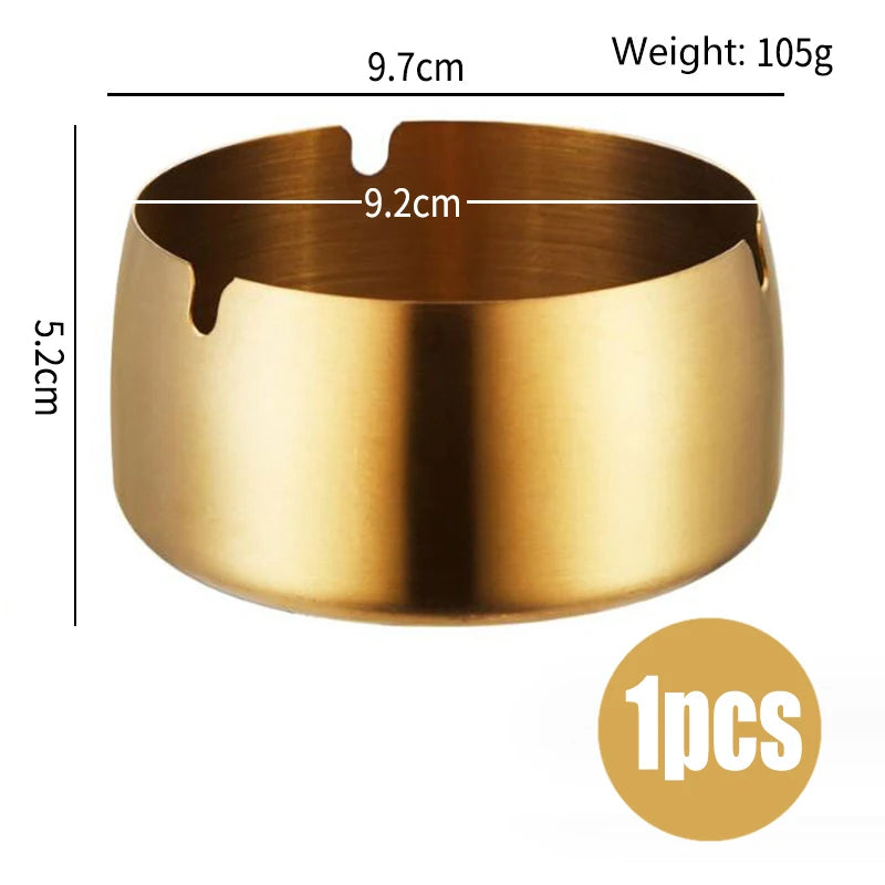 1pcs stainless steel restaurant ashtray, restaurant hotel hotel commercial gift ashtray, simple and personalized gold ashtray