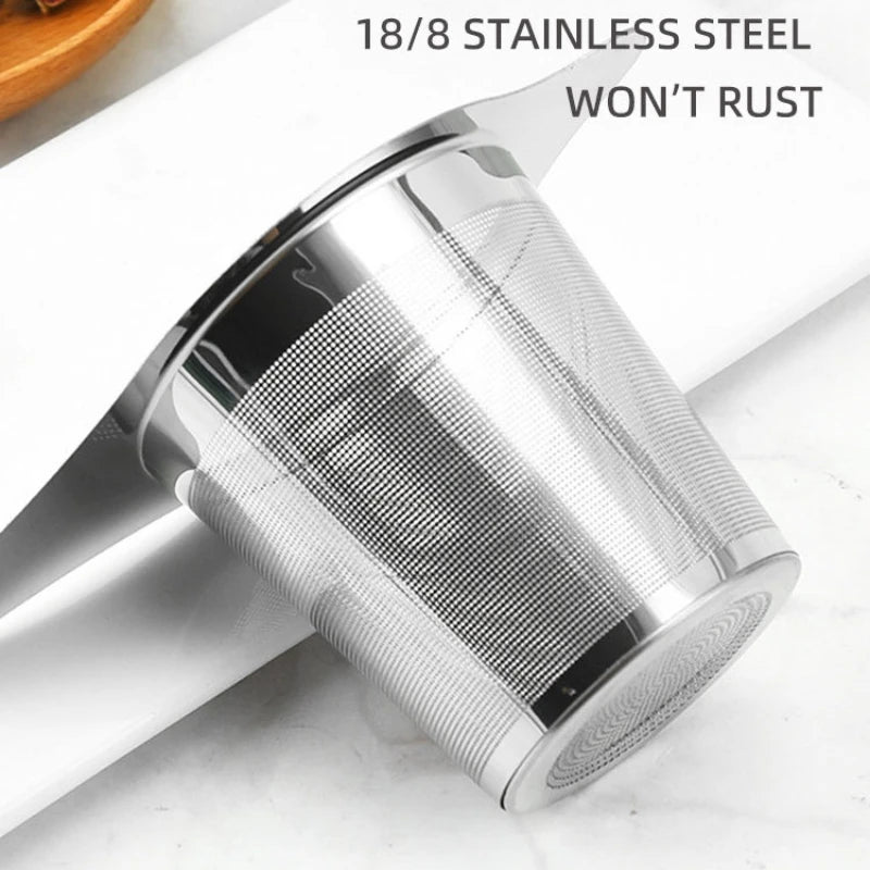 Tea Infuser Basket with Dual Handle Fine Mesh Stainless Steel Cup Loose Leaf Tea Funnel Strainer Tearoom Supplies