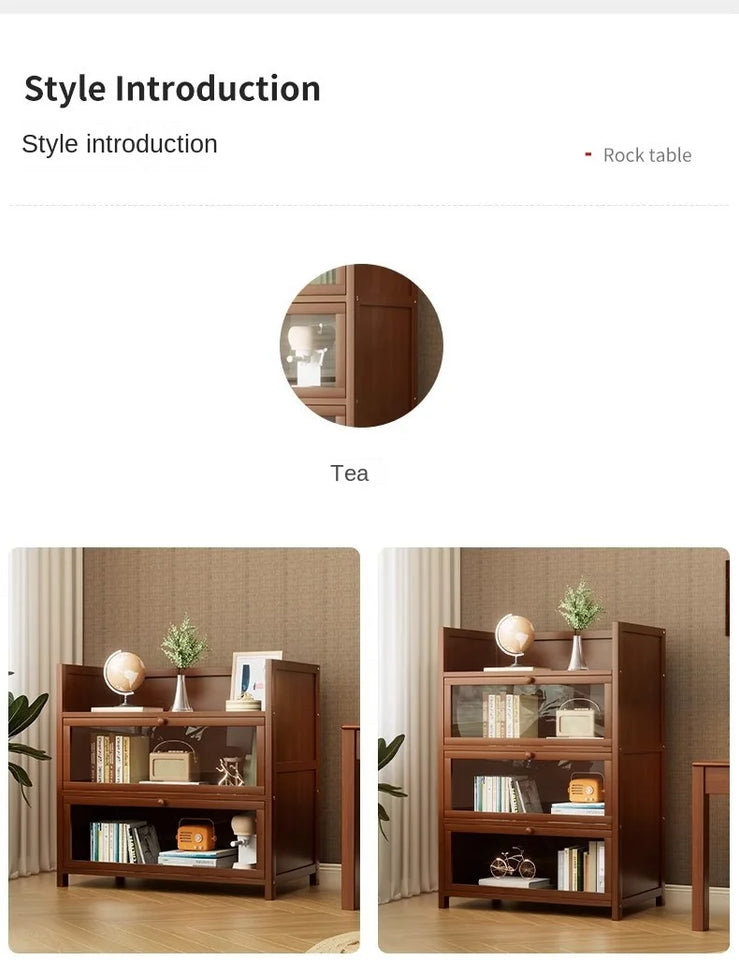 Bookshelf, bookcase, dust-proof floor-standing storage rack, household children and students storage rack with doors