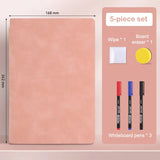 1Pc Reusable Erasable Whiteboard Notebook Leather Portable Drafting Notebook Writing Board Desktop Memo Pad