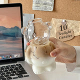 Cute Bear Glass Cup Cartoon Bear Shaped Coffee Mug Bear Shaped Glass Cup Beverage Glasses for Girlfriends Female Birthday Gift