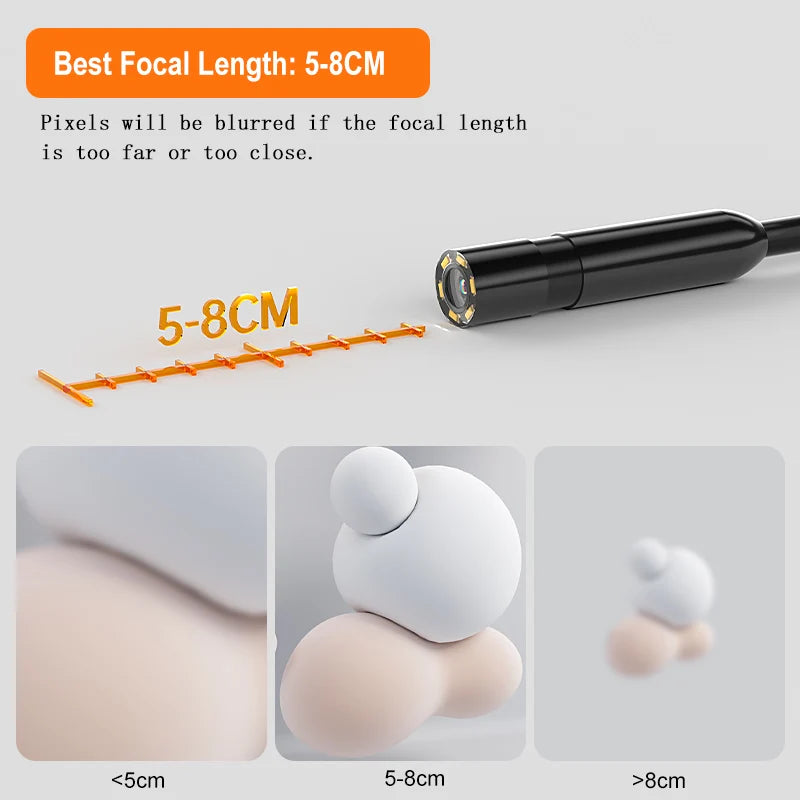 Endoscope Camera 4.3 Inch Screen Replaceable 1-100 Meter Rigid Cable HD1080P 8MM Lens Pipe Inspection USB Borescope LED 2600mAh