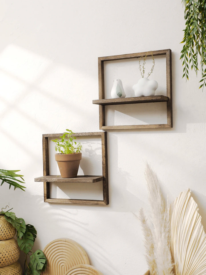 Wooden Display Shelf Floating Shelves Rustic Wood Shelves Wall Storage for Bedroom Kitchen Over Toilet Small Wall Mounted Gifts