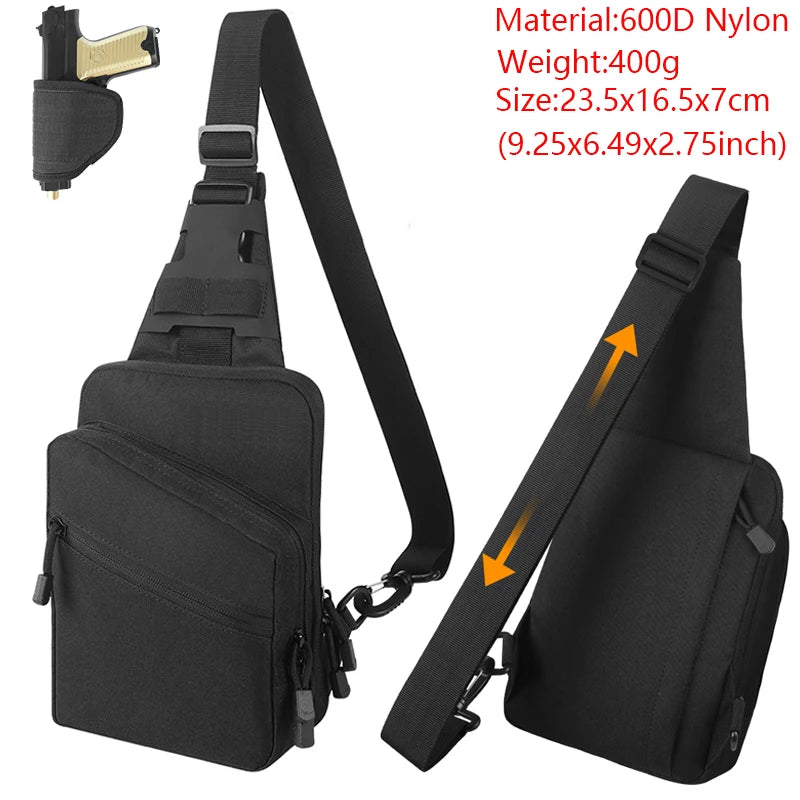Concealed Carry Bag Tactical Crossbody Sling Backpack Shoulder Gun Holster Bag Chest Pack EDC Pouch Pistol Holster Bag Hunting