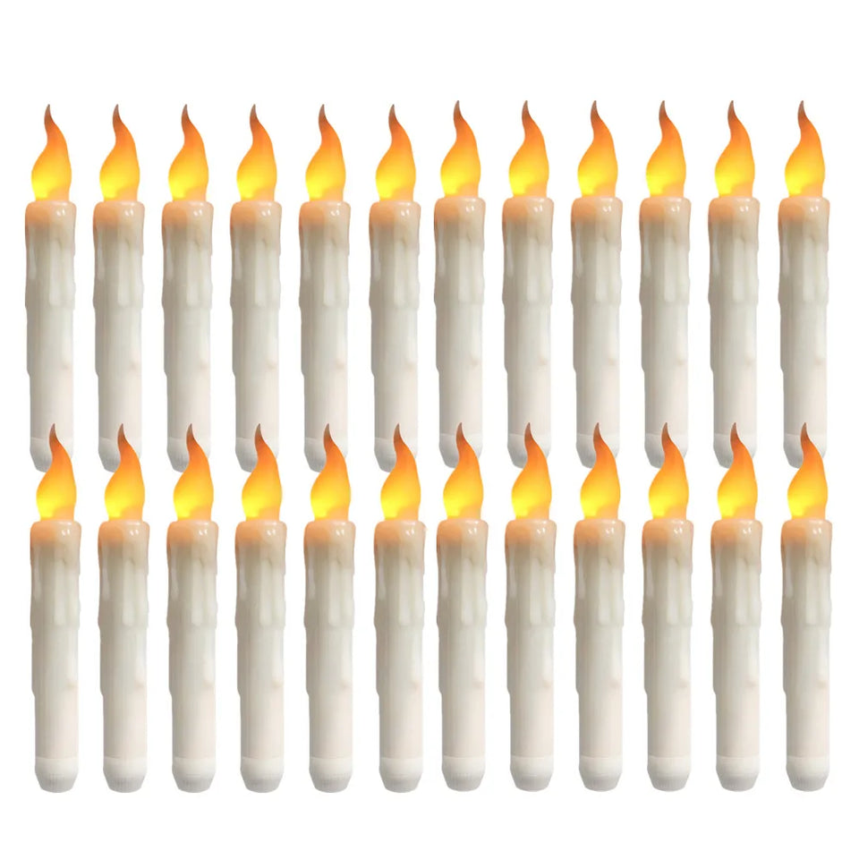 LED Flameless Taper Candles 6.5/11" Battery Operated Fake Flickering Candlesticks Electric Long Candles for Wedding Home Decor