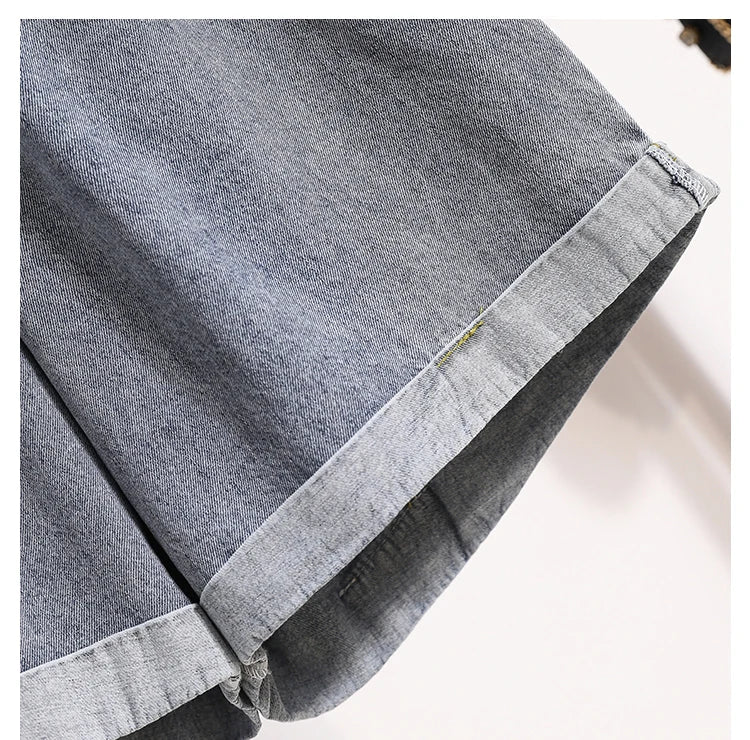 Plus Size Shorts For Women 2024 Summer New Arrivals High Elastic Waist Crimping Wide Leg Loose Streetwear Blue Jeans Shorts