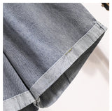 Plus Size Shorts For Women 2024 Summer New Arrivals High Elastic Waist Crimping Wide Leg Loose Streetwear Blue Jeans Shorts