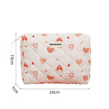 Storage Organizer Cherry Printing Makeup Bag Quilted Cosmetic Pouch Large Travel Cosmetic Bag Cute Cotton Makeup Pouch
