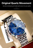POEDAGAR Luxury Man Clock Waterproof Luminous Week Date Fashion Men's Wristwatch Stainless Steel Business Quartz Watches For Men
