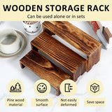 3Pcs Wood Display Stand Rectangle Wooden Riser Display Shelf Organizer Dessert Figurines Perfume Jewelry Ladder Organizer Shelf