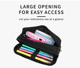 Pencil Case Large Space Storage 2 Compartment Pouch Double Side Opened Student Stationery Pen Bag Desk Organizer School Supplies