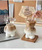 Restaurant Bear Shape Glass Cups, Cute Cartoon Animal Transparent Juice Cups for Children,Office Coffee Mugs Party Water Jar