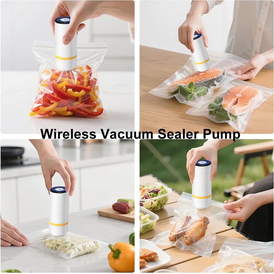 Electric Vacuum Sealer Pump Portable Handheld Vacuum Sealer Pump with Reusable Zipper Vacuum Bags BPA-Free Vacuum Packaging Bag