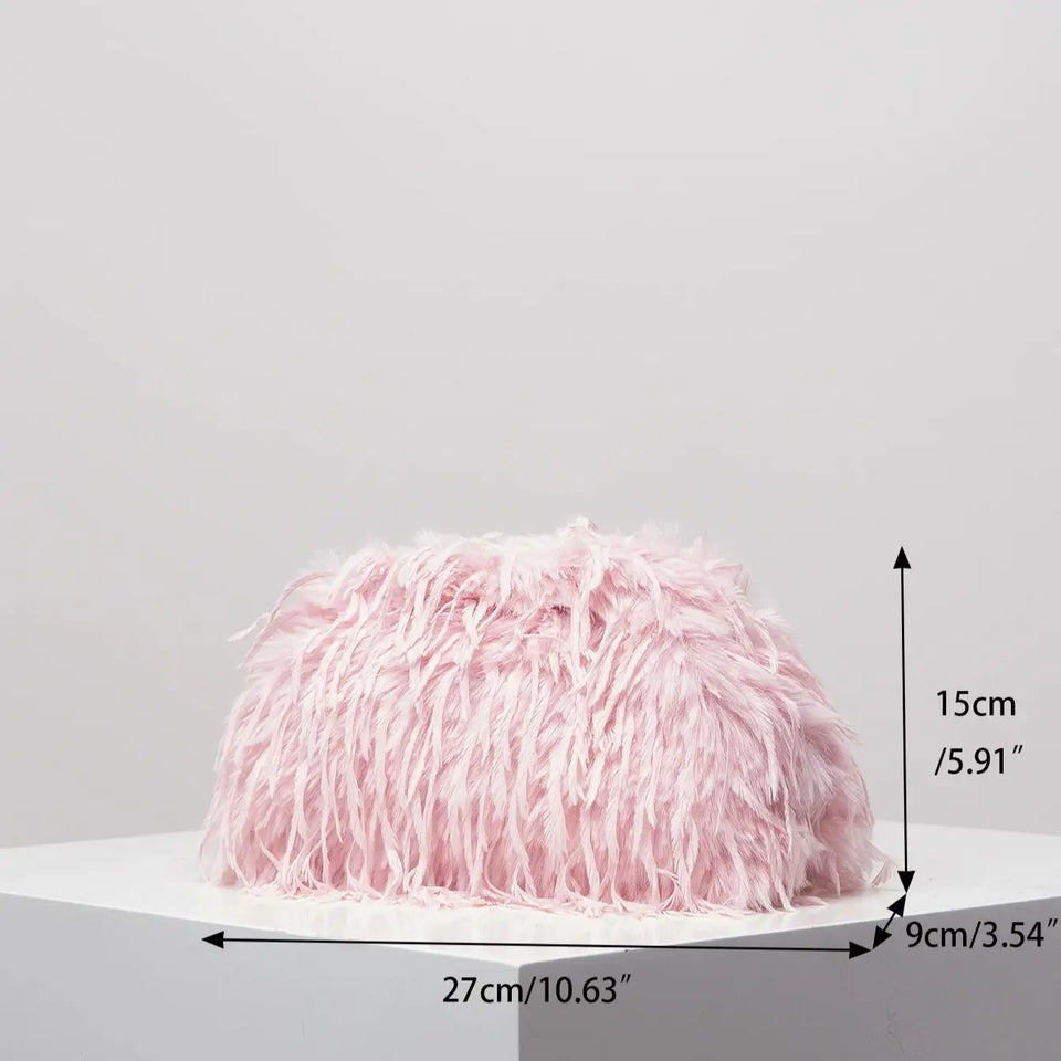 Dopamine-style clip bag, Y2K plush clutch bag, candy-colored women's purse, dinner dress clutch