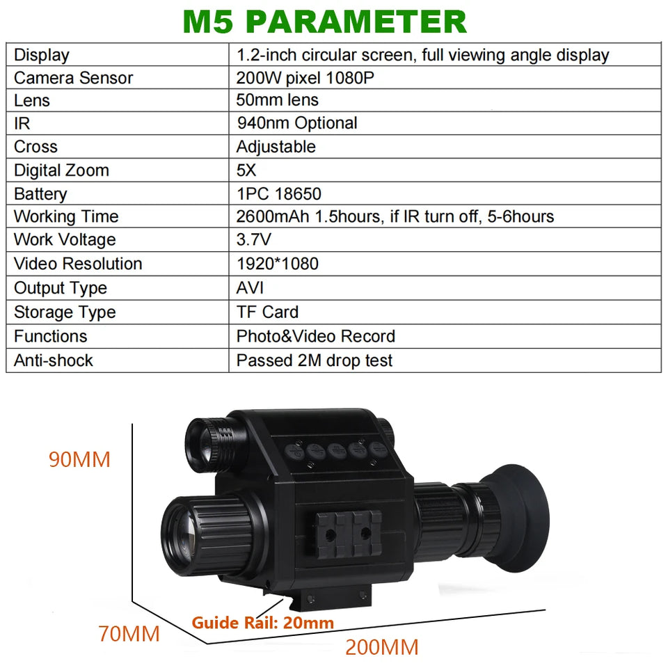 Tactical FAST Helmet NVG Night Vision Device, Hunting Riflescope IR Night Vision, Outdoor CS Shooting Training Sight Digital Cam