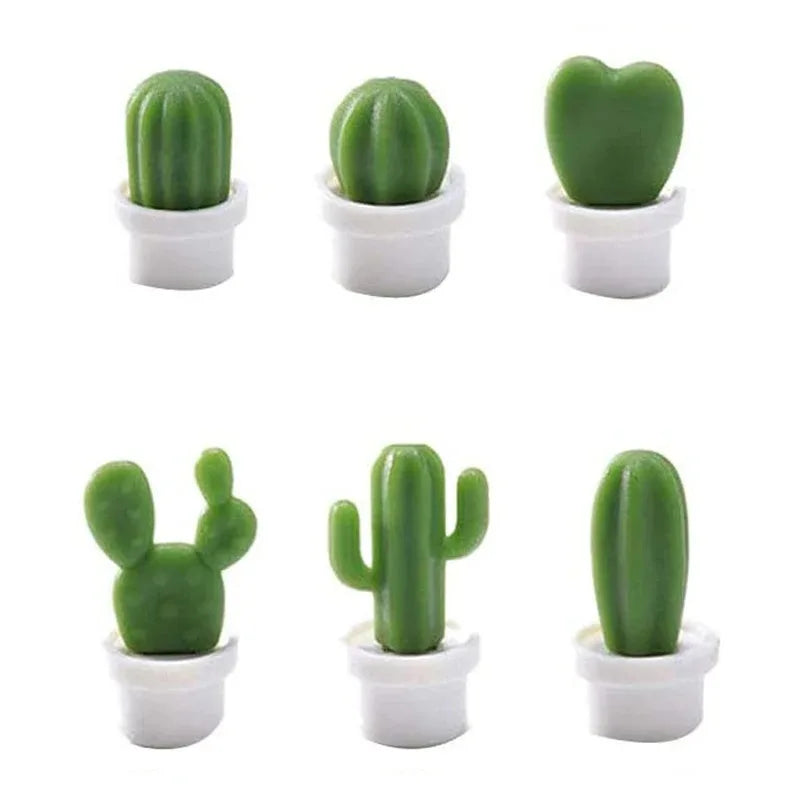 6Pcs/Set 3D Cute Succulent Plant Magnet Message Sticker for Kitchen Refrigerator Magnet Button Cactus decoration accessories