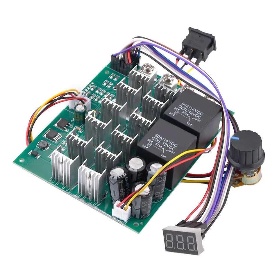 DC10-55V 60A DC Motor Speed Controller With Switch Bidirectional Forward and Reverse Digital Display Motor Speed Control