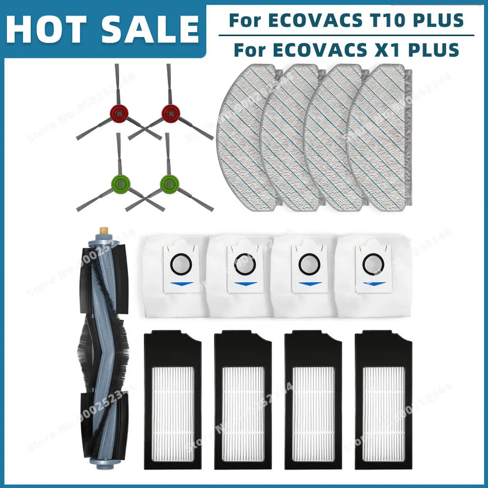 Compatible For ECOVACS T10 PLUS / X1 PLUS Replacement Spare Parts Accessories Main Side Brush Hepa Filter Mop Cloth Dust Bag