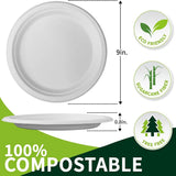 Commercial Bulk Dinner Plates, Thick & Leak Resistant. 50 Pcs, 9 Inch/23cm, Cost Effective