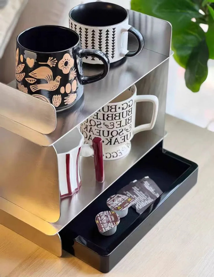 Coffee Cup Storage Display Stand Stainless Steel Retro Bath Bedroom Cosmetics Organization Rack Luxury Creative Home Accessories