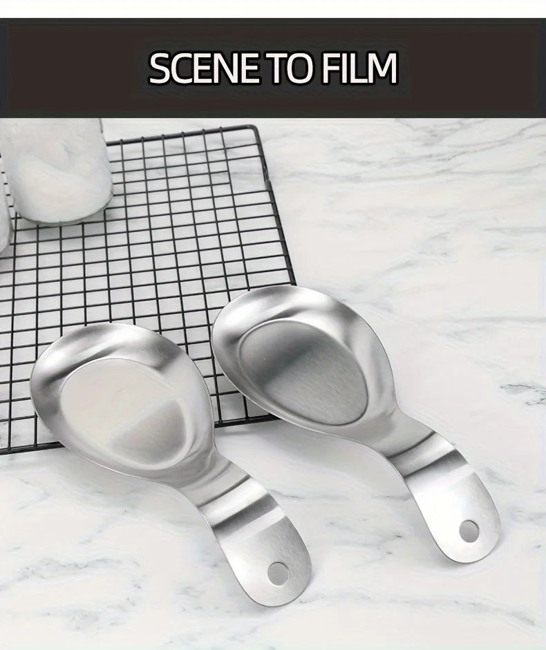 1pc Durable Stainless Steel Soup Spoon Rest Tray-Sleek, Simple Design for Home Commercial Use | Holds Spoons Small Kitchen Tools