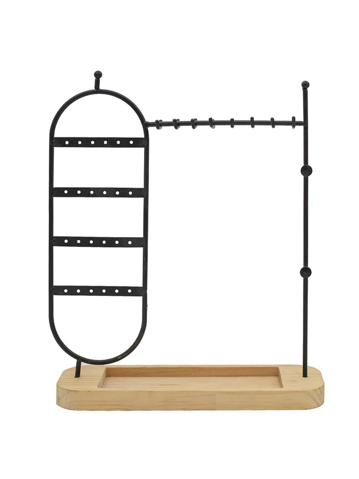 1 desktop solid wood base jewelry rack suitable for organizing and storing watches, earrings, bracelets, necklaces, etc