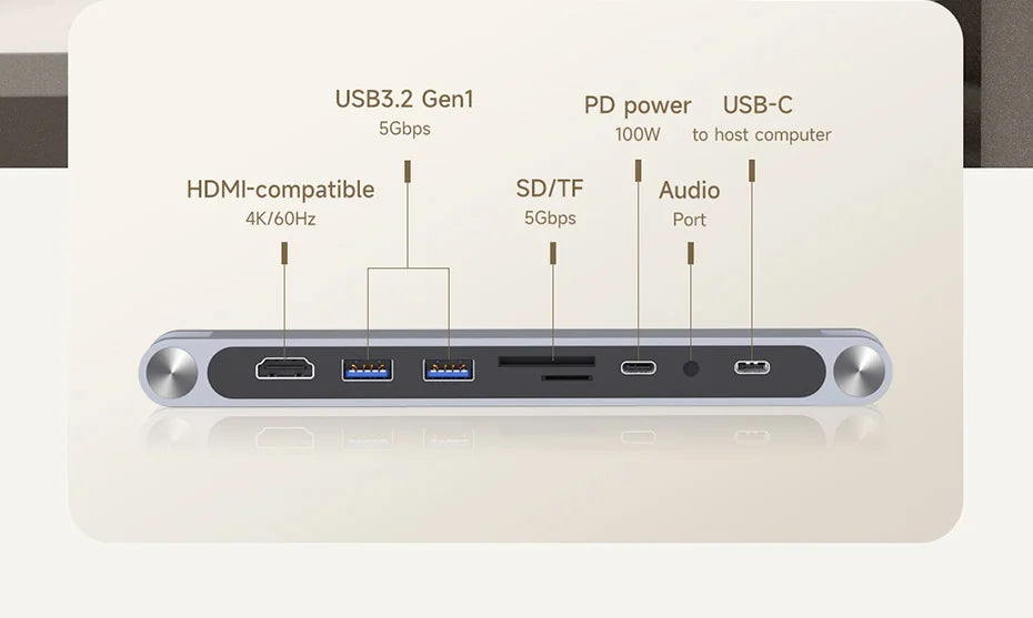 Hagibis Adjustable Aluminum Laptop Stand for Desk with USB C Dock Ergonomic Laptop Riser USB C Hub For Macbook Windows Notebook