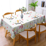 1 Piece, Floral Print Tablecloth + 4 Self-Adhesive Stickers, Embossed Edges, Suitable for Home Kitchen, Living Room Dining Table, Balcony Coffee Table, Holiday Party Tabletop Decoration Tablecloth, Outdoor Picnic Courtyard De