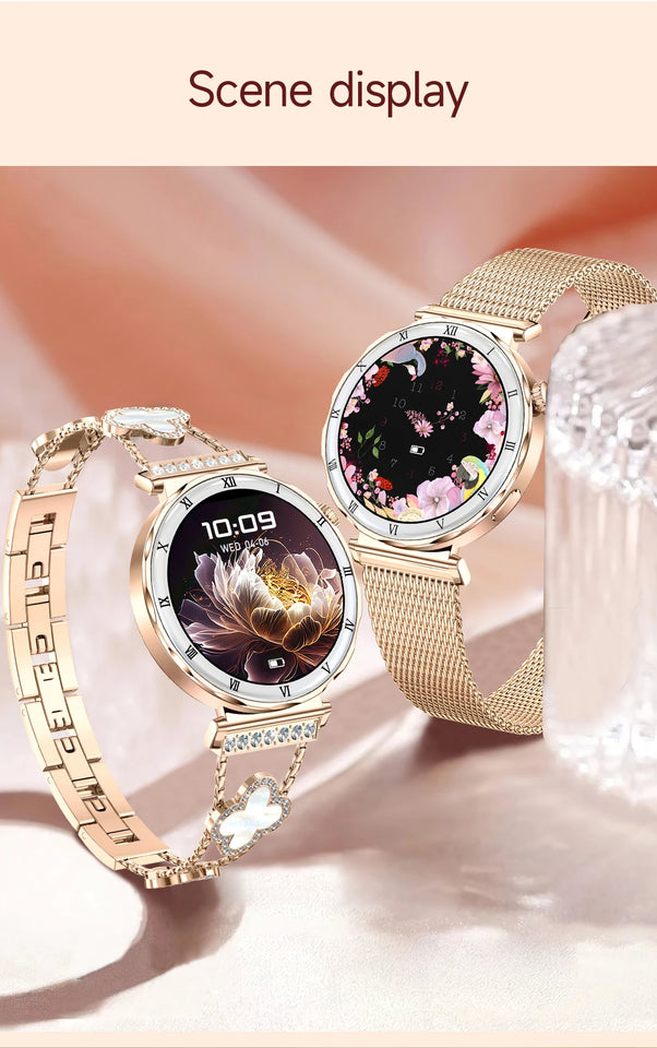 LIGE New 1.19inch AMOLED Fashion Ladies Smart Watch Bluetooth Call Sports Bracelet Women’s Health Waterproof Diamond Smartwatch